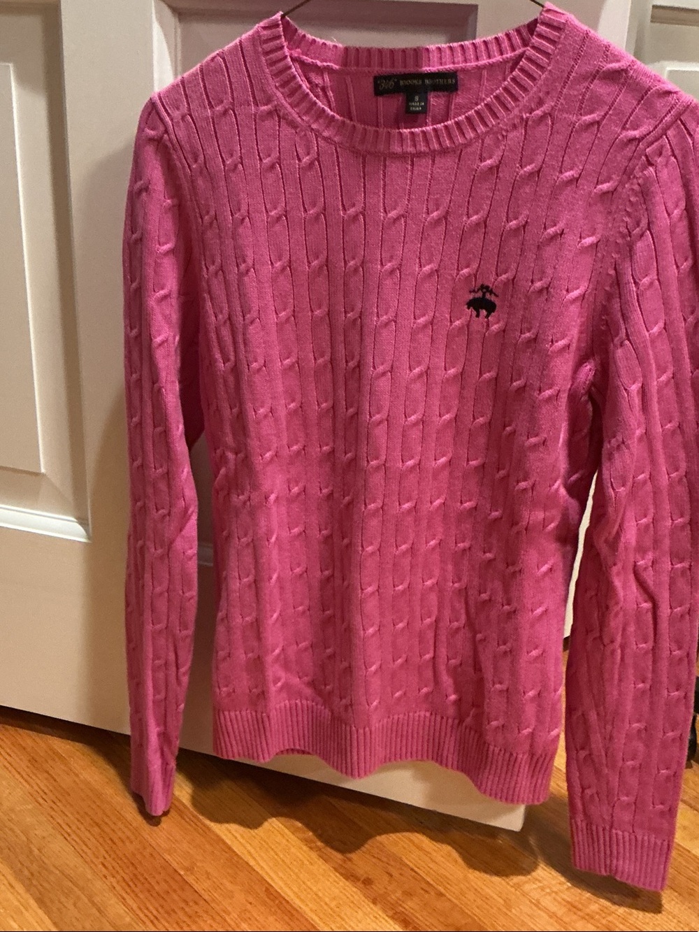 Brooks Brothers Pink Cable-Knit Crewneck Sweater